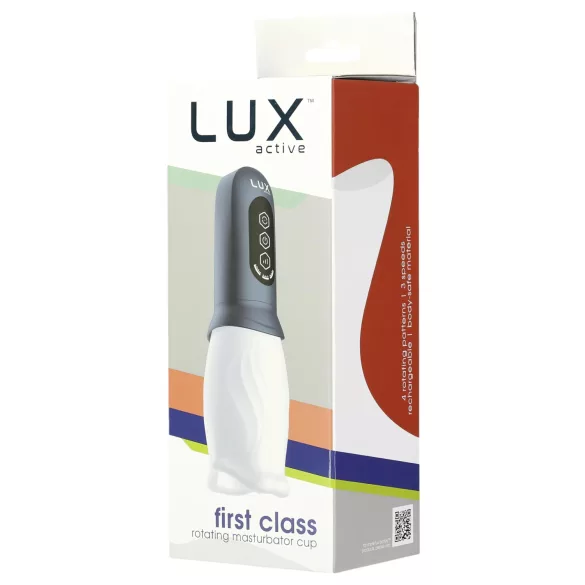 LUX Active First Class - мъжки мастурбатор с въртяща глава - бяло/сиво