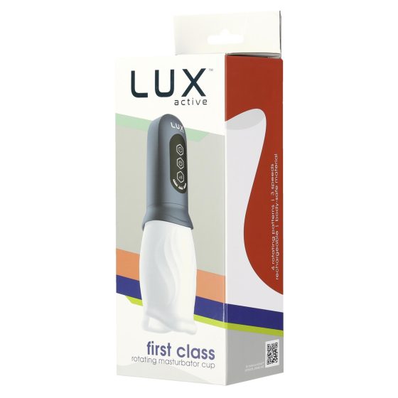 LUX Active First Class - мастурбатор с въртяща се глава (бяло-сиво)