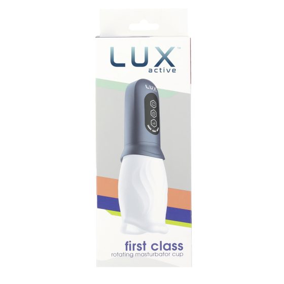 LUX Active First Class - мастурбатор с въртяща се глава (бяло-сиво)