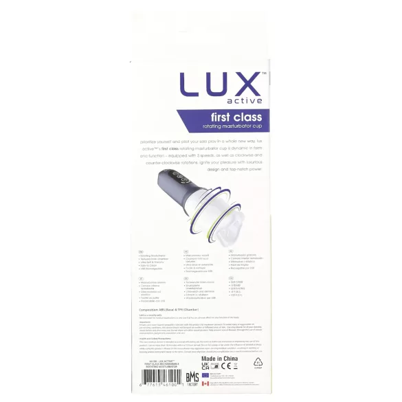 LUX Active First Class - мъжки мастурбатор с въртяща глава - бяло/сиво