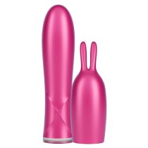   Durex Tease & Vibe - презареждащ се вибратор с пръчка и стимулатор на клитора със зайче (розов)