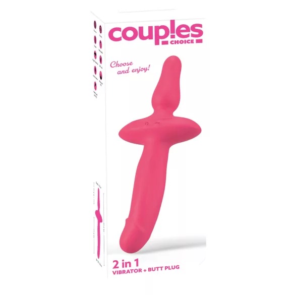 Couples Choice - вибратор и анален плъг 2в1 - розов