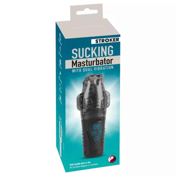 Stroker - мъжки мастурбатор с вакуум и вибрации - сив