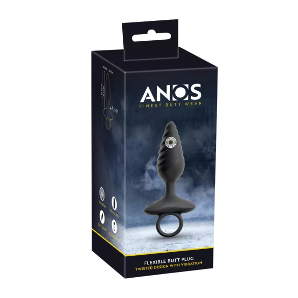 ANOS - вибриращ анален плъг с релеф - черен