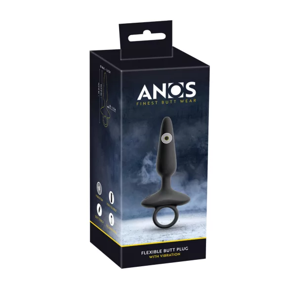 ANOS - вибриращ анален плъг с дръжка - черен