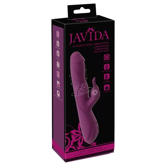 Javida - 3 в 1 вибратор с тласкаща и въртяща функция, перли - лилав