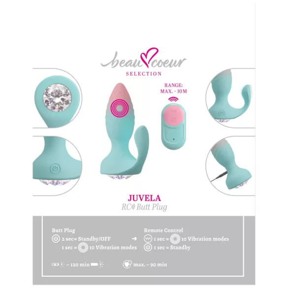 Beau Coeur Juvela - вибриращ анален плъг - тюркоаз