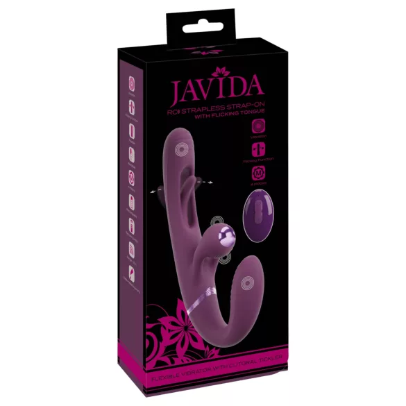 Javida - безкаишков двойно вибриращ страпон (лилав)