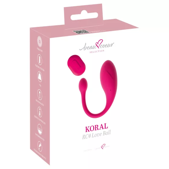 Beau Coeur Koral - вибриращо яйце с дистанционно - розово