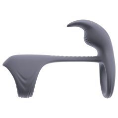   Beau Coeur Vylor - пръстен за пенис и тестиси с клитор стимулатор (сив)