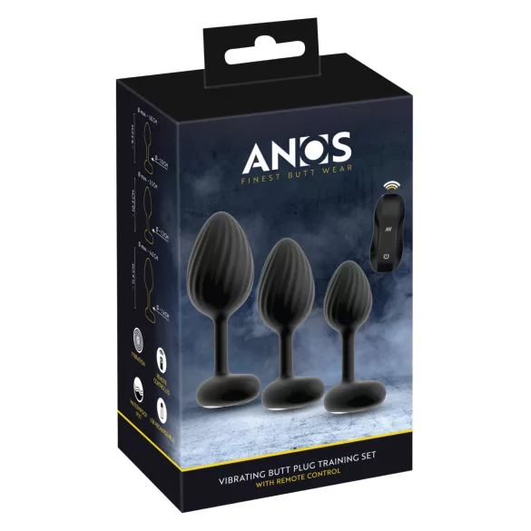 ANOS - вибриращ анален плъг сет - черен