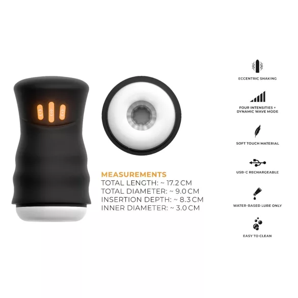 You2Toys Gyro - въртящ се вибриращ мастурбатор - черен