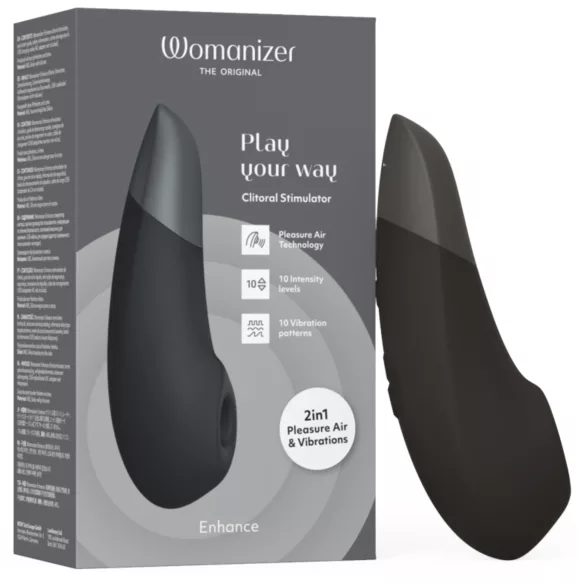 Womanizer Enhance 2в1 въздушно-вълнов клиторен стимулатор + вибратор (черен)