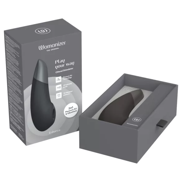 Womanizer Enhance 2в1 въздушно-вълнов клиторен стимулатор + вибратор (черен)