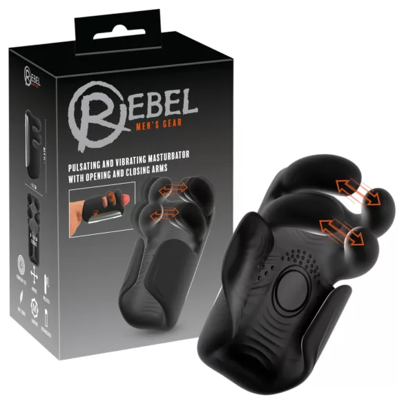 Rebel - пулсиращ, вибриращ мастурбатор (черен)