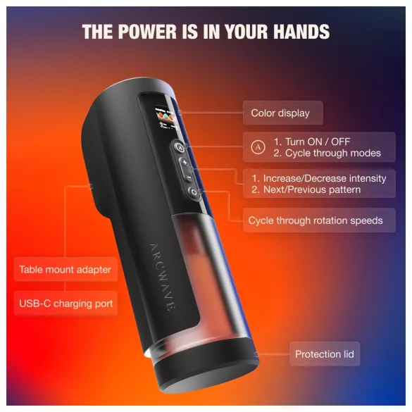 Arcwave Thruster - тласкащ и въртящ се автоматичен мастурбатор (черен)