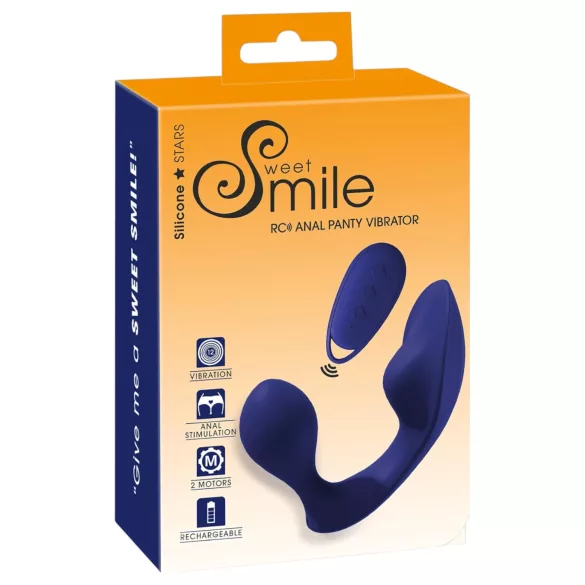 SMILE - вибратор за анална и вагинална стимулация с дистанционно управление (син)