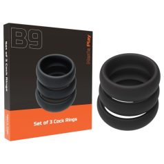   Men's Play - комплект дебели пръстени за пенис - черни (3 бр.)