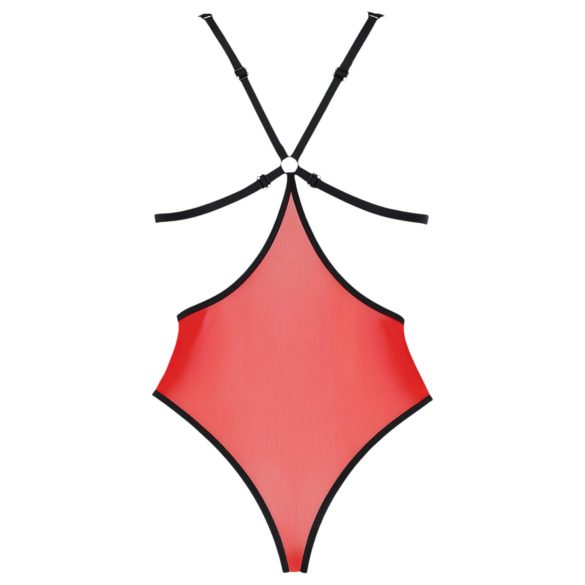 Страстна Пеония - боди с изрязани части (червено) - L/XL