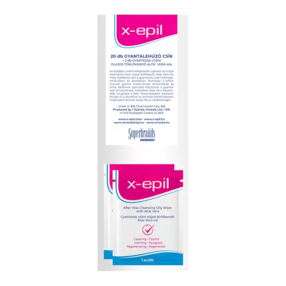 X-Epil - ленти за премахване (20бр) + маслени кърпи (2бр)