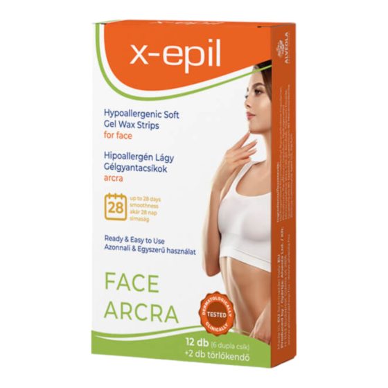 X-Epil - готови за употреба хипоалергенни гел ленти (12бр.) - за лице