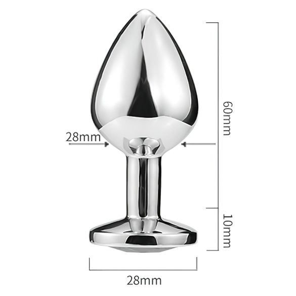 Sunfo - метален анален плъг със сърцевиден тъмнолилав камък - сребрист