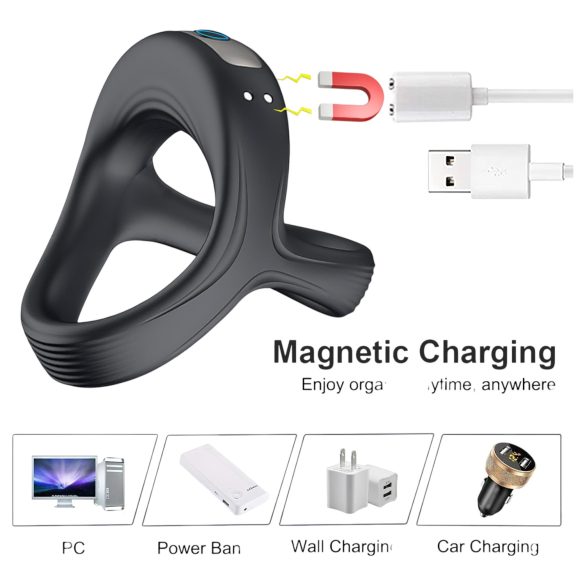 AlvUp - вибриращ пръстен за пенис и тестиси - черен