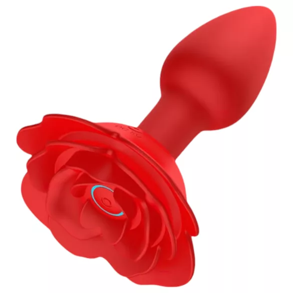 Rose Plug - вибриращ анален плъг с дистанционно и акумулатор, червен