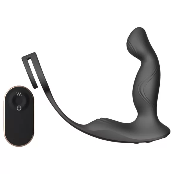 Sex HD Virgil - простатен вибратор с пръстен за пенис и тестиси - черен