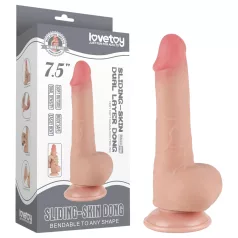   Lovetoy Sliding-Skin - дилдо с тестиси - двуслоен - 20 см - натурален