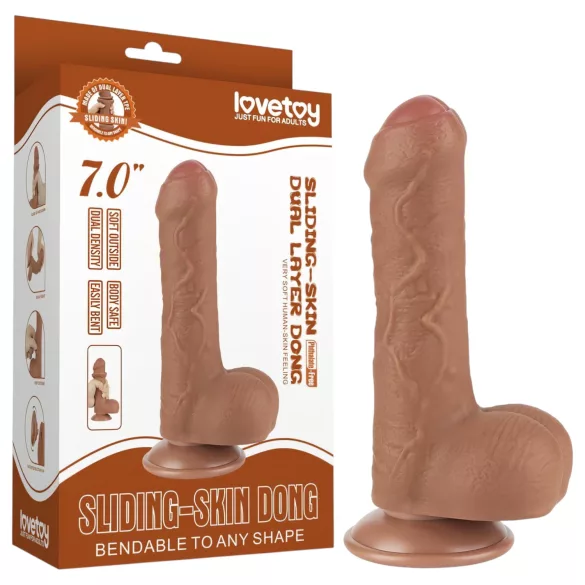 Lovetoy - реалистично дилдо с тестиси - двуслоен силикон 18,3см натурален