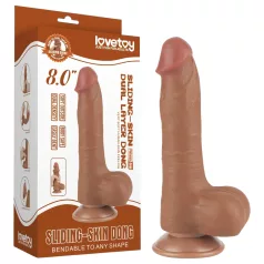   Lovetoy - двуслоен дилдо с тестиси - подвижна кожа - 20,8 см - тъмно телесен