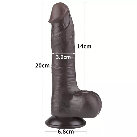 Lovetoy - двойно слоен дилдо с тестиси - 20 см - кафяв