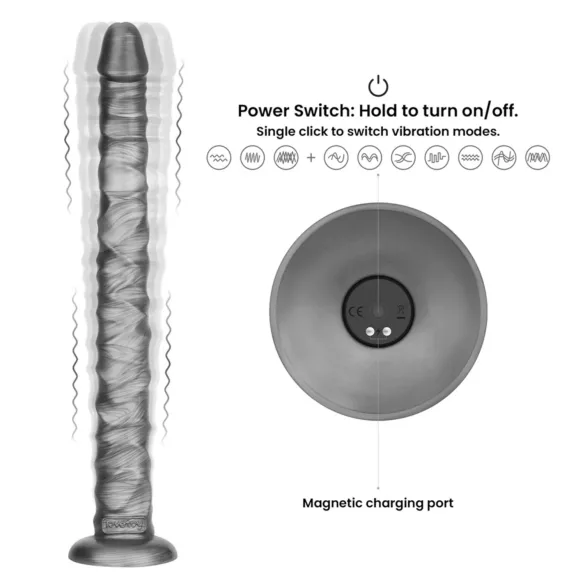 Lovetoy King Sized - голям вибратор - 40,5 см - сив