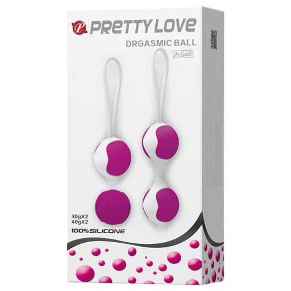 Pretty Love Orgasmic - комплект гейша топчета - регулируеми - бяло/лилаво