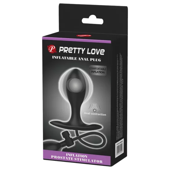 Pretty Love - надуваем анален разширител с вътрешна топка - черен