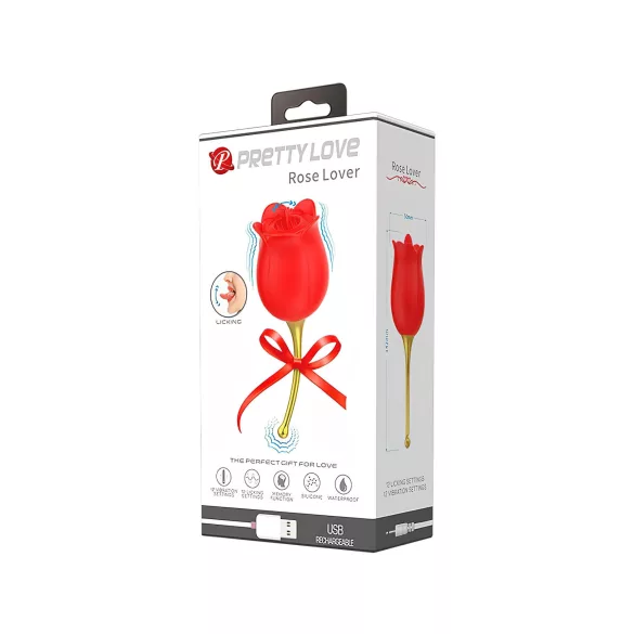 Pretty Love Rose Lover - клиторен вибратор с езиче 2в1 - червен