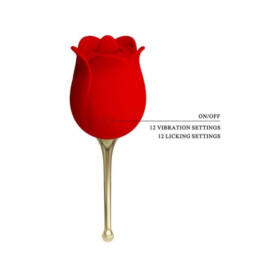 Pretty Love Rose Lover - 2в1 клиторен вибратор с език (червен)