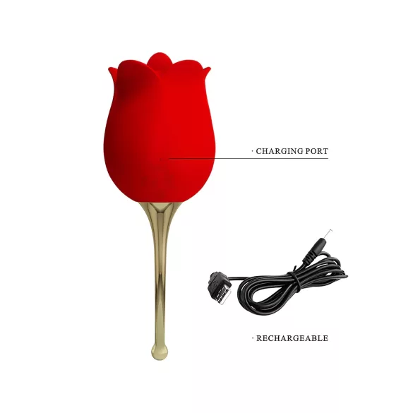 Pretty Love Rose Lover - клиторен вибратор с езиче 2в1 - червен