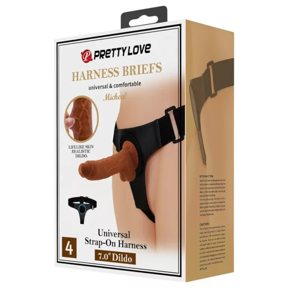Pretty Love - страп он колан с универсално дилдо - 17 см - черен