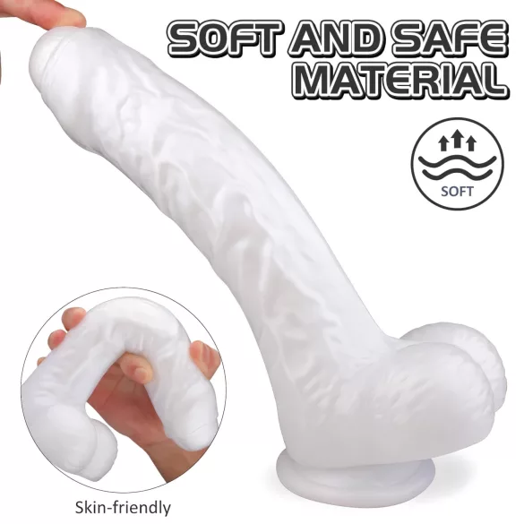 Sex HD Martin - дилдо с тестиси и вакуум - реалистичен - бял