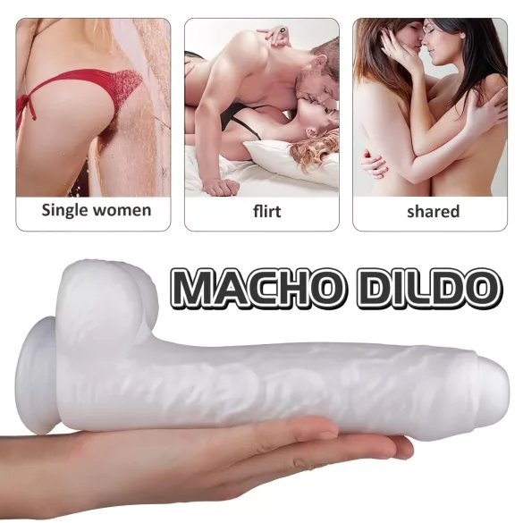 Sex HD Martin - дилдо с тестиси и вакуум - реалистичен - бял