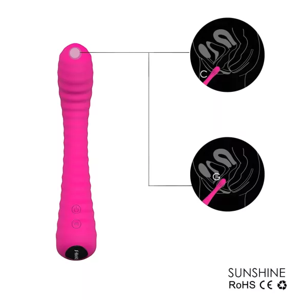 Sex HD Sunshine - вибратор за G-точка - релефен - акумулаторен - розов
