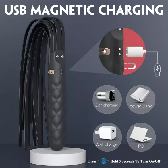 Sex HD Bloody Mary - вибратор и камшик - акумулаторен, водоустойчив, черен