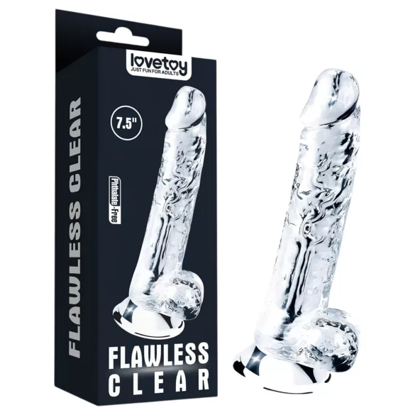 Lovetoy Flawless Clear - дилдо с вакуум основа - 19 см - прозрачен