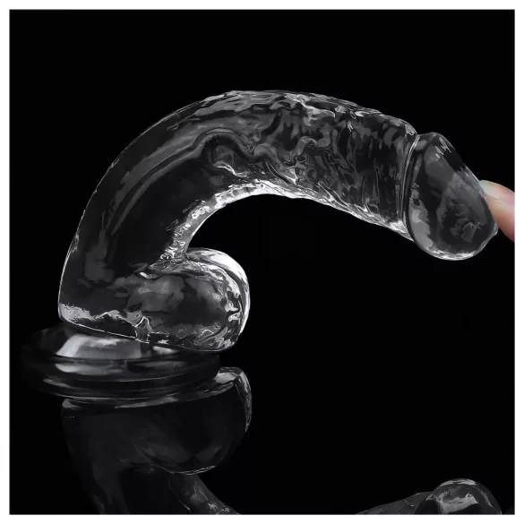 Lovetoy Flawless Clear - дилдо с вакуум основа - 19 см - прозрачен