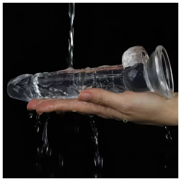 Lovetoy Flawless Clear - дилдо с вакуум основа - 19 см - прозрачен
