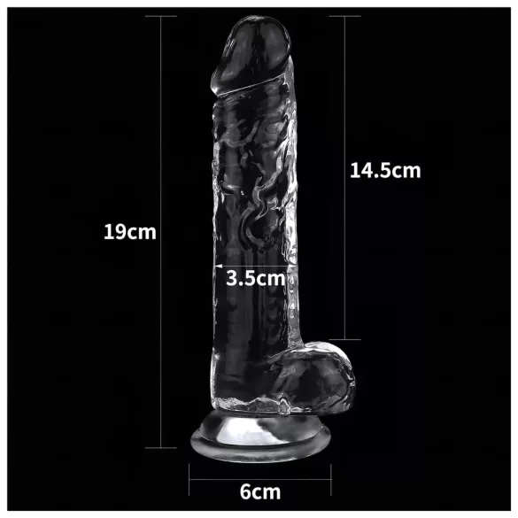 Lovetoy Flawless Clear - дилдо с вакуум основа - 19 см - прозрачен