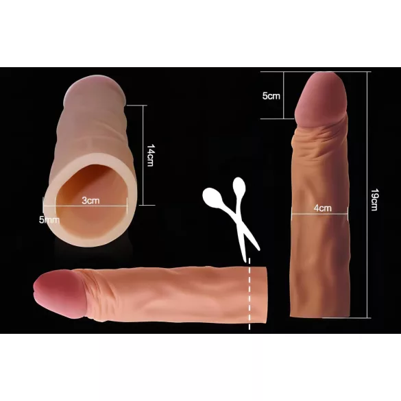 Lovetoy Pleasure X-tender - удължител за пенис - 19 см - телесен цвят
