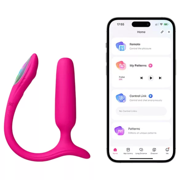 Lovense Lush Anal - анален вибратор с управление чрез приложение, с LED светлина - розов